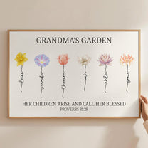 Grandma's Garden Christian Gift For Grandma, Mom - Proverbs 31:28 - Personalized Poster