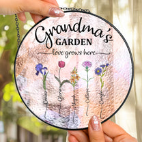 Grandma's Garden - Custom Birth Flower - Personalized Stained Glass Window Hanging Suncatcher