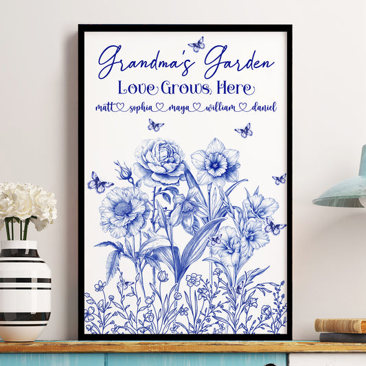 Grandma's Garden Custom Birth Flowers Kids - Personalized Poster