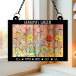 Grandma's Garden Custom Birth Month Flower - Personalized Window Hanging Suncatcher Ornament