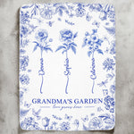 Grandma's Garden - Custom Kids Birth Flower Toile De Jouy - Personalized Blanket