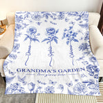 Grandma's Garden - Custom Kids Birth Flower Toile De Jouy - Personalized Blanket