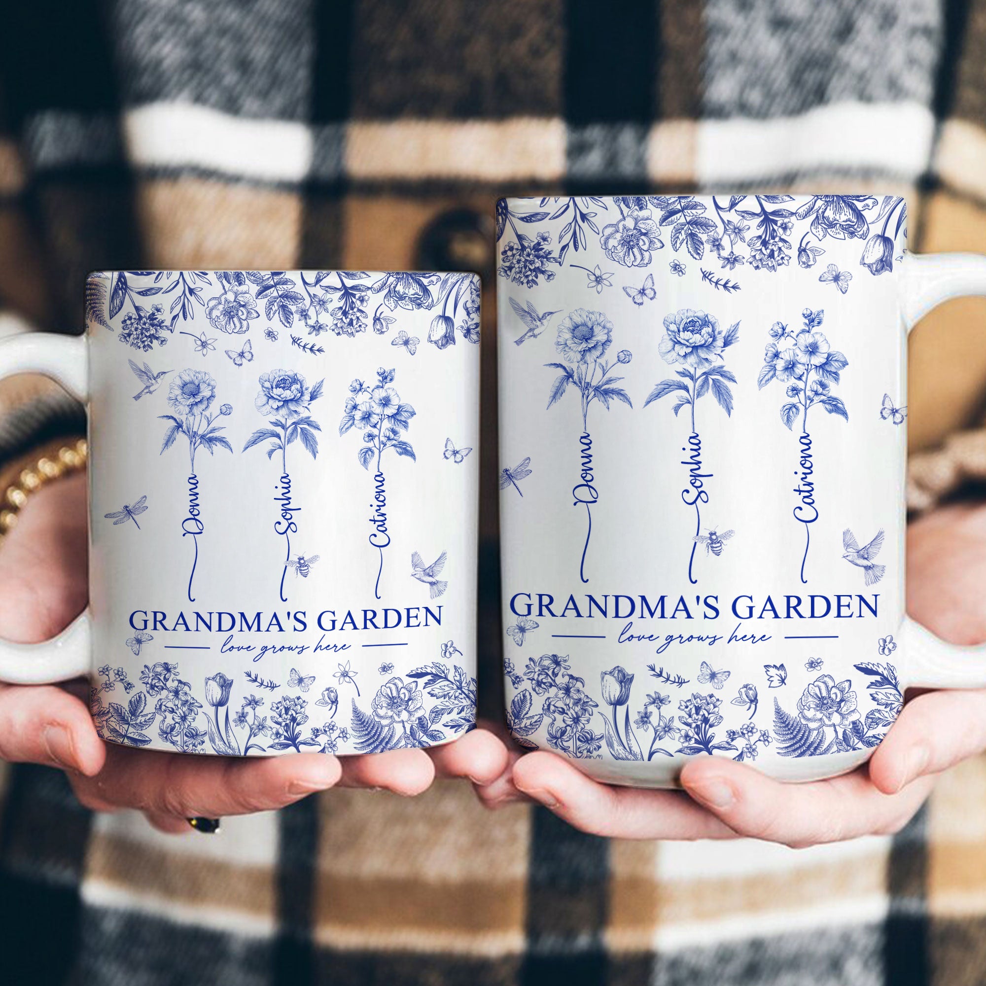 Grandma's Garden - Custom Kids Birth Flower Toile De Jouy - Personalized Mug