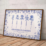 Grandma's Garden - Custom Kids Birth Flower Toile De Jouy - Personalized Poster