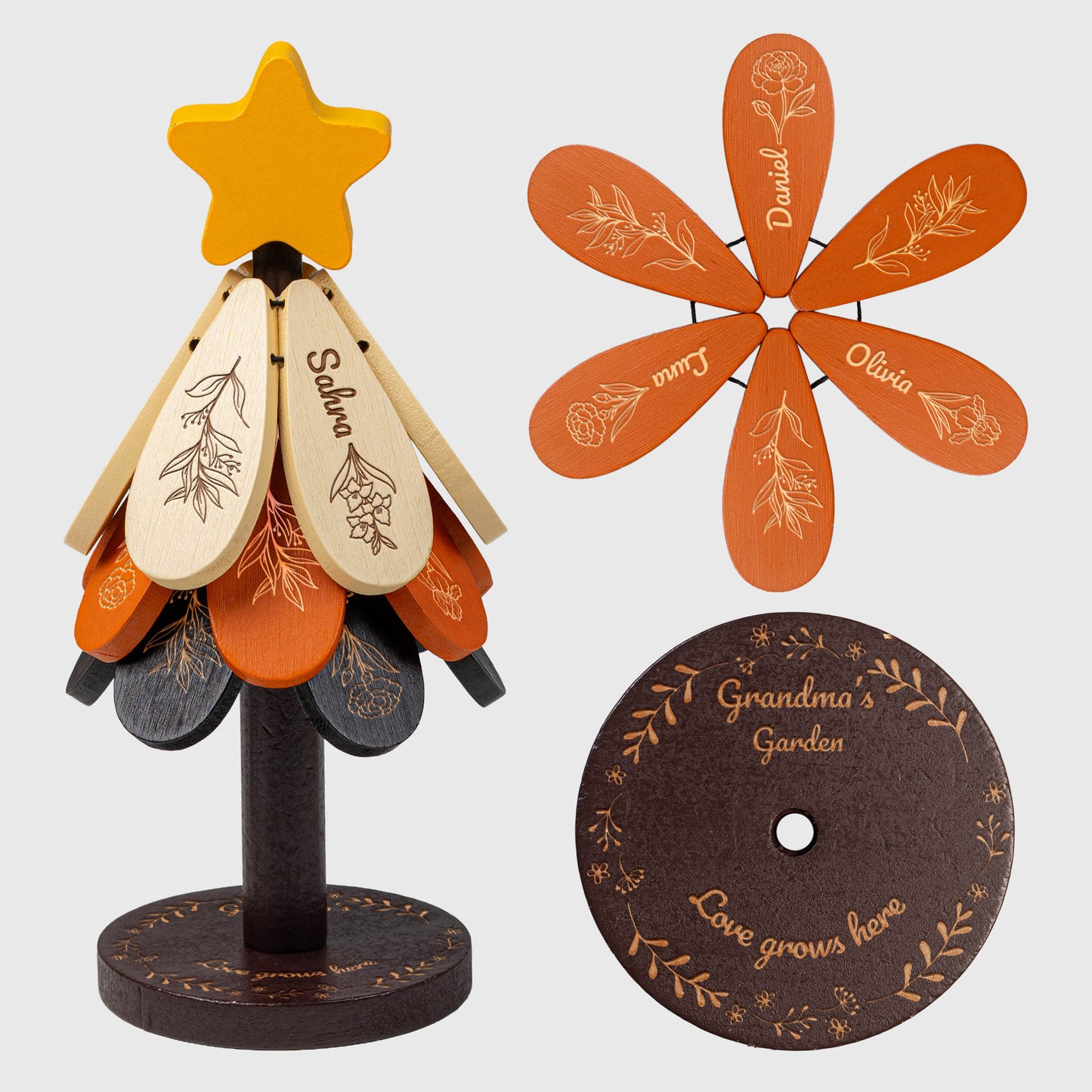 Grandma's Garden Engraved Birth Flower - Personalized Trivet Tree
