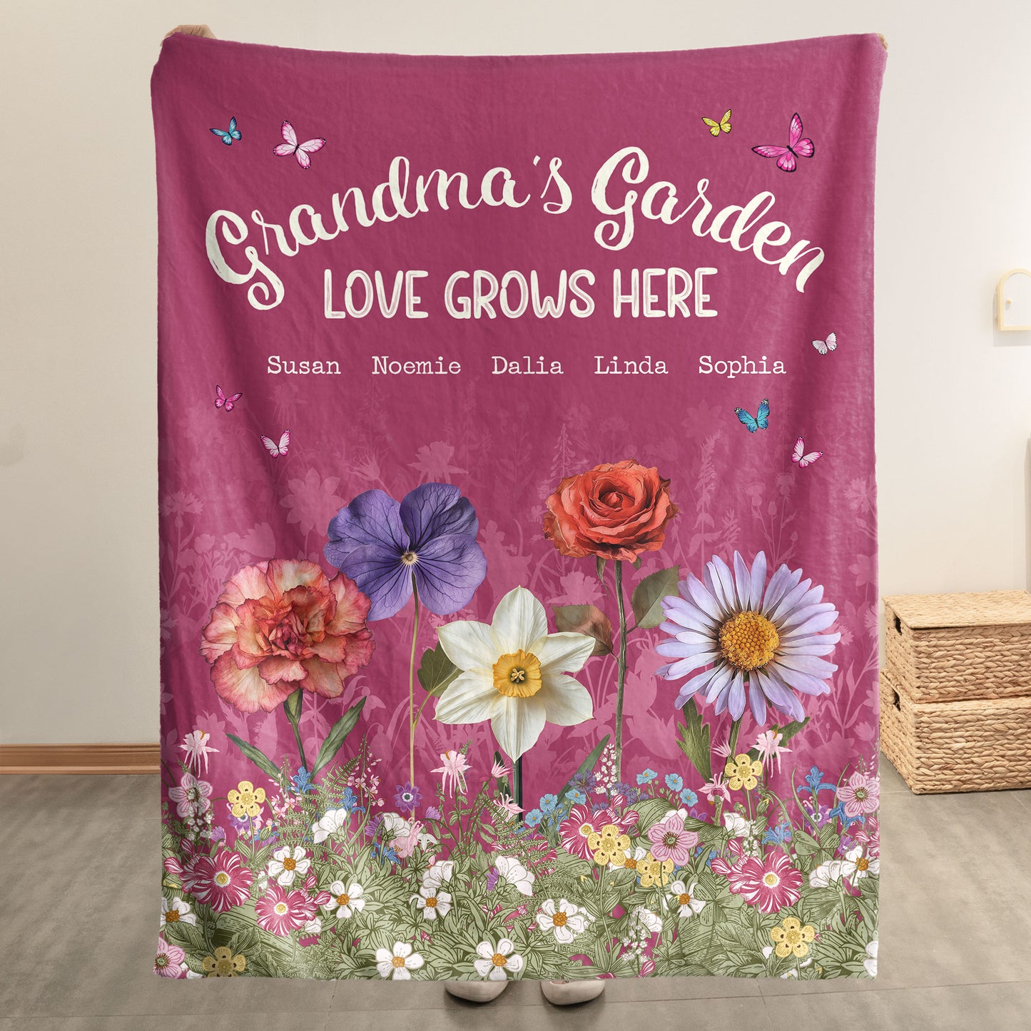 Grandma's Garden Love Grows Here - Personalized Blanket