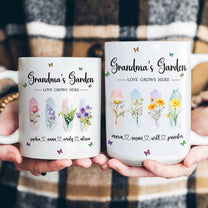Grandma's Garden Love Grows Here With Grandkid's Birth Flower - Personalized Mug