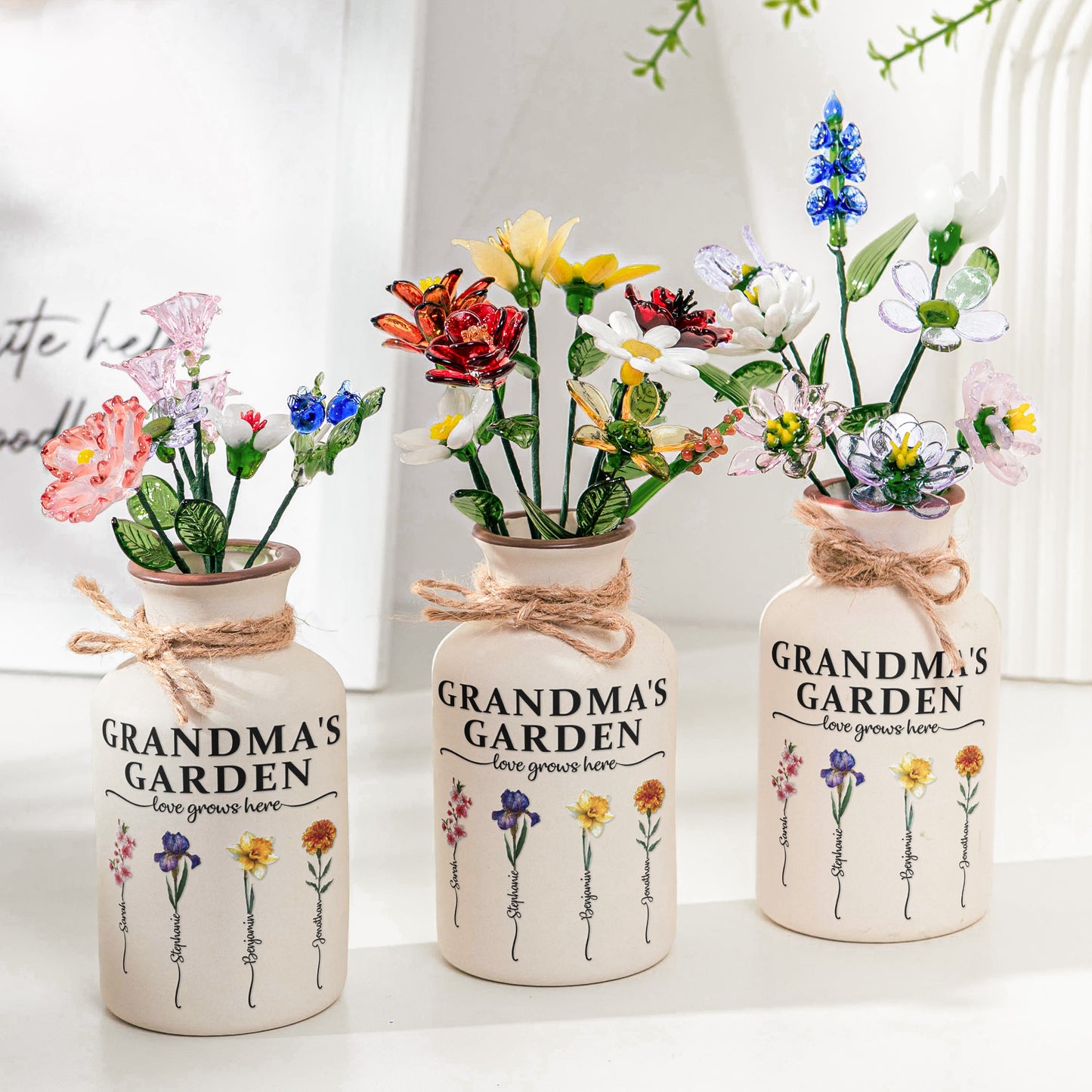 Grandma's Garden - Personalized Ceramic Vase (Vase Only, Flowers Excluded)