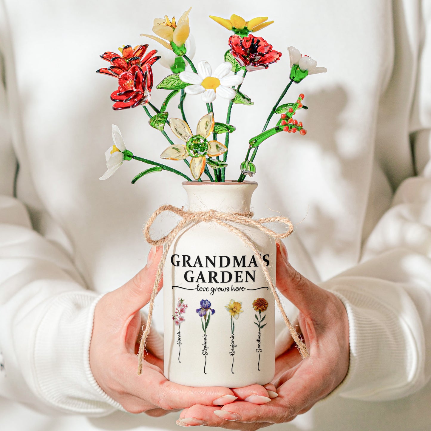 Grandma's Garden - Personalized Ceramic Vase (Vase Only, Flowers Excluded)