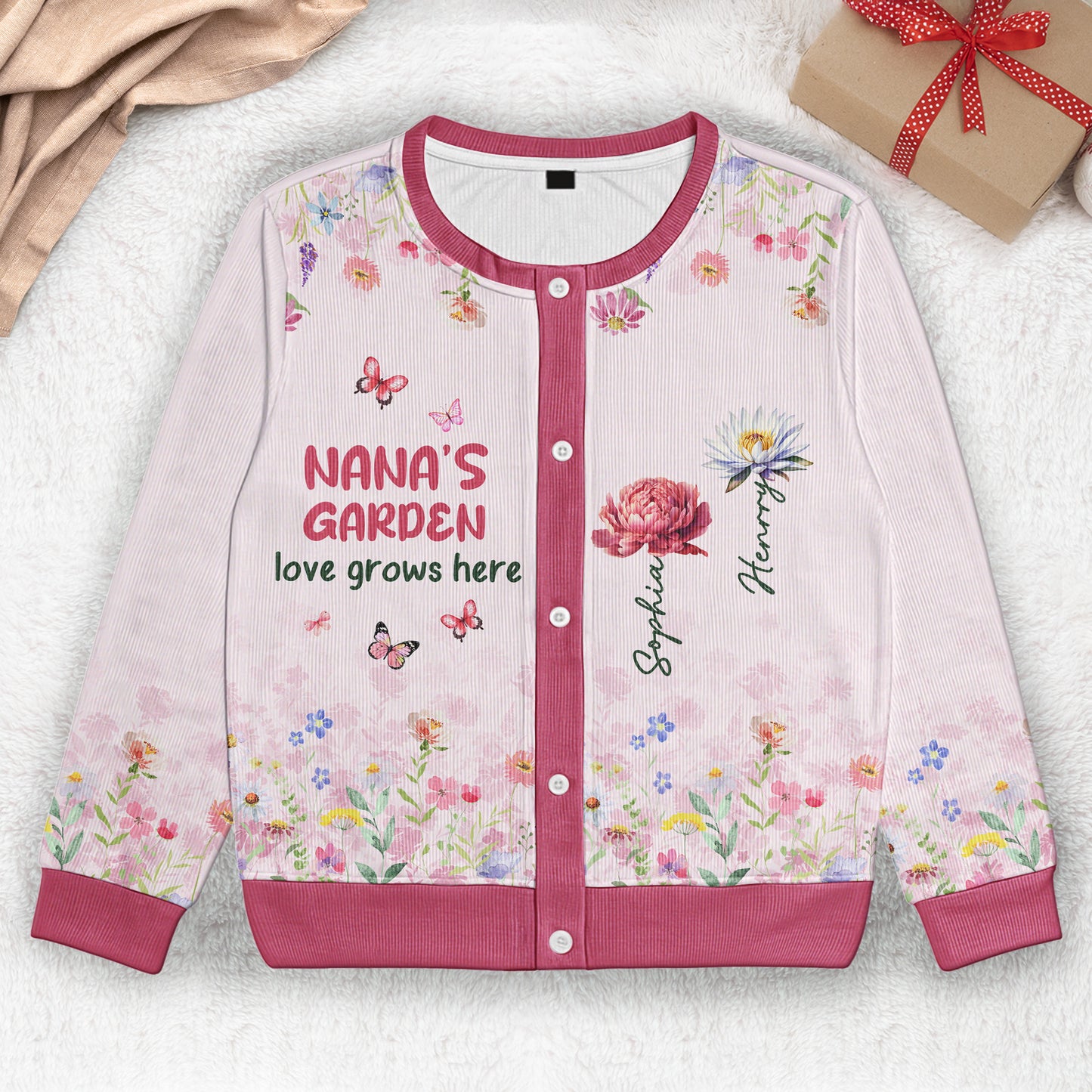 Grandma's Garden - Personalized Crewneck Cardigan