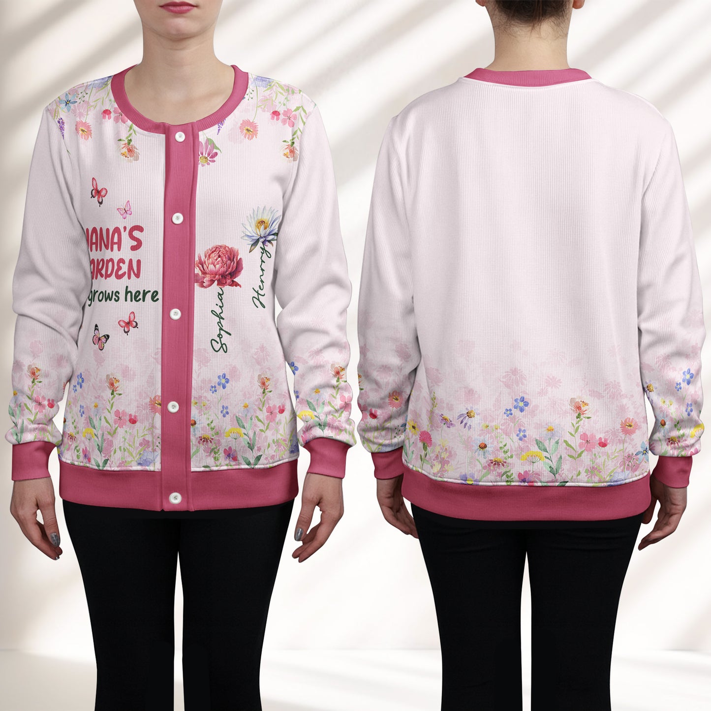 Grandma's Garden - Personalized Crewneck Cardigan
