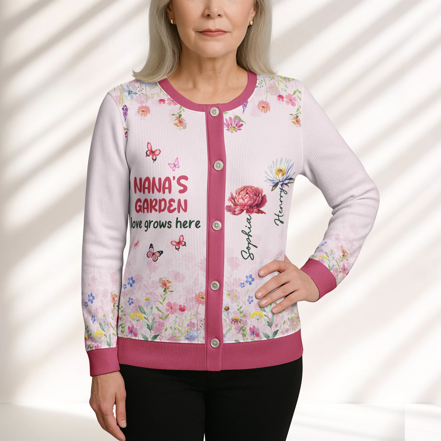 Grandma's Garden - Personalized Crewneck Cardigan