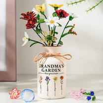 Grandma's Garden - Personalized Vase With Glass Birth Month Flowers