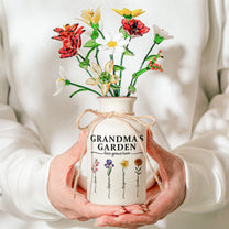 Grandma's Garden - Personalized Vase With Glass Birth Month Flowers
