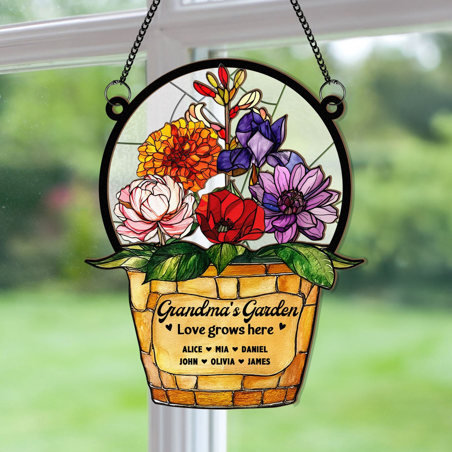Grandma's Garden - Personalized Window Hanging Suncatcher Ornament
