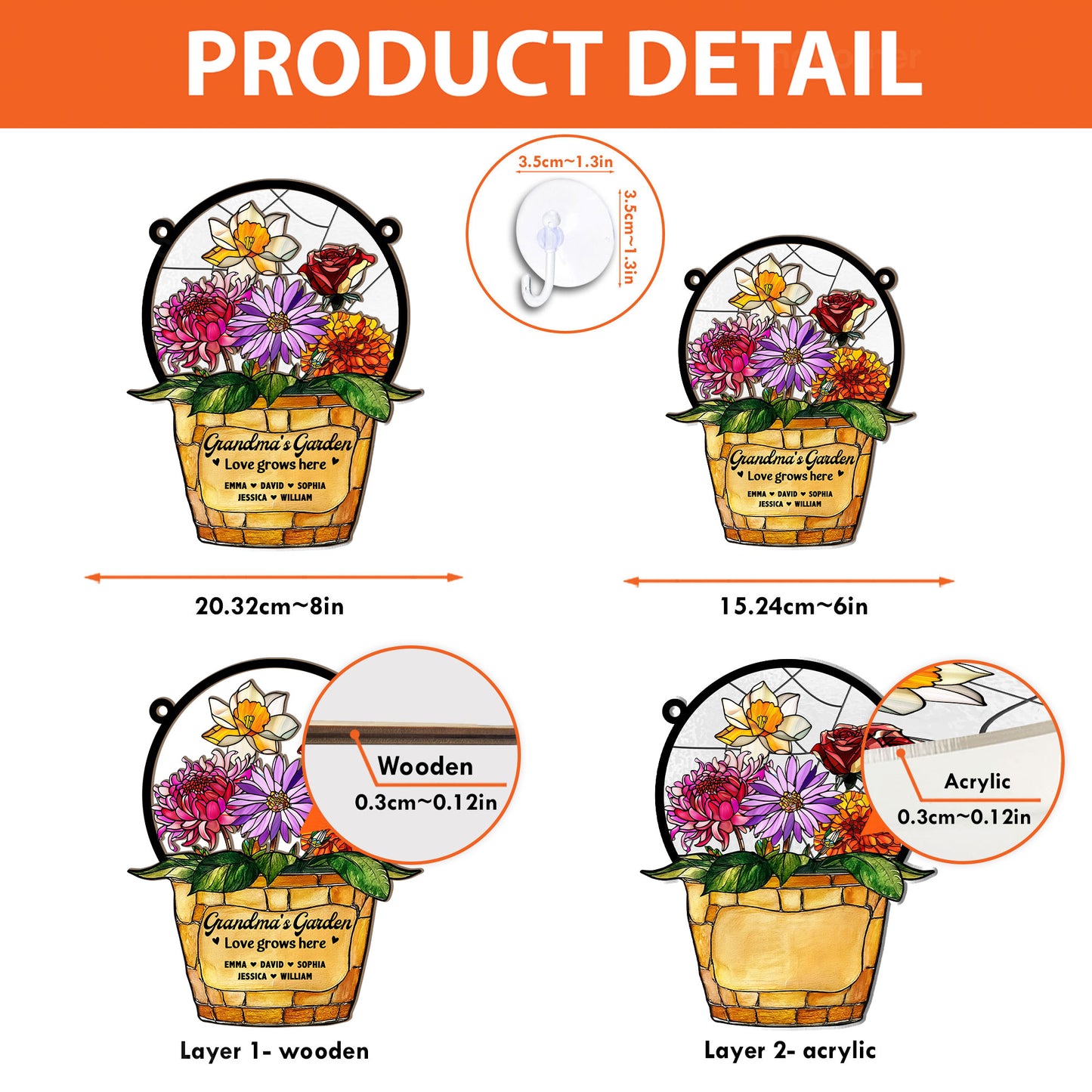 Grandma's Garden - Personalized Window Hanging Suncatcher Ornament