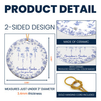 Grandma's Garden Toile De Jouy Custom Birth Flower Grandkids Names - Personalized Ceramic Ornament