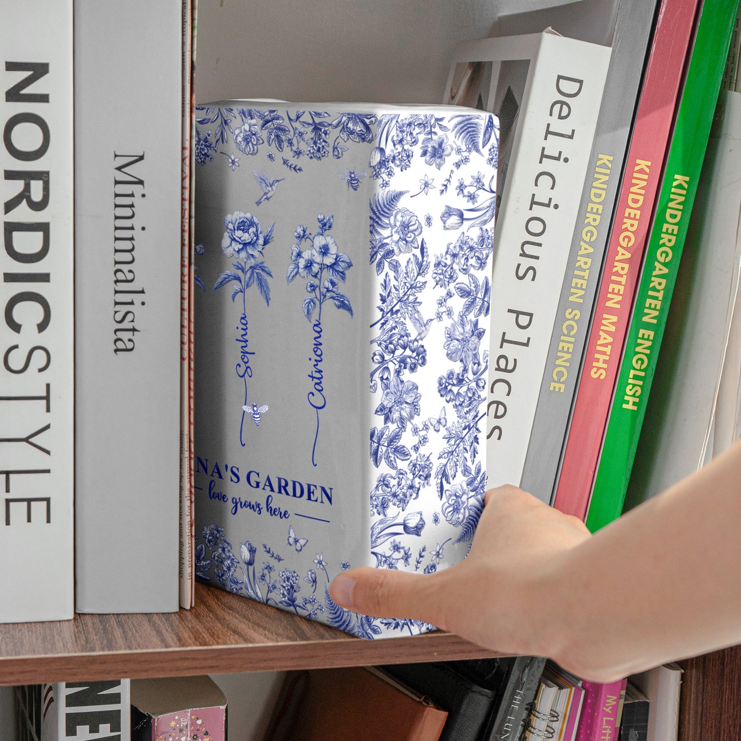 Grandma's Garden, Custom Grandkids' Birth Flowers - Toile De Jouy Style - Personalized Vase