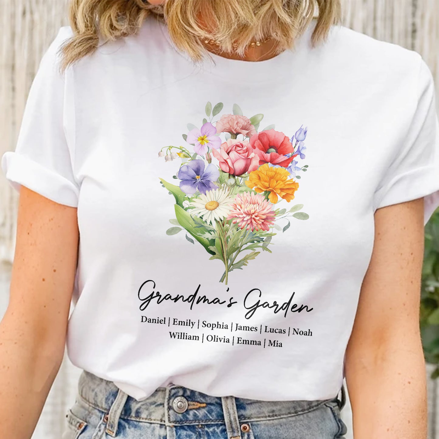 Grandma's Garden, Mimi's Garden, Custom With Grandkids' Birth Flowers - Personalized Shirt