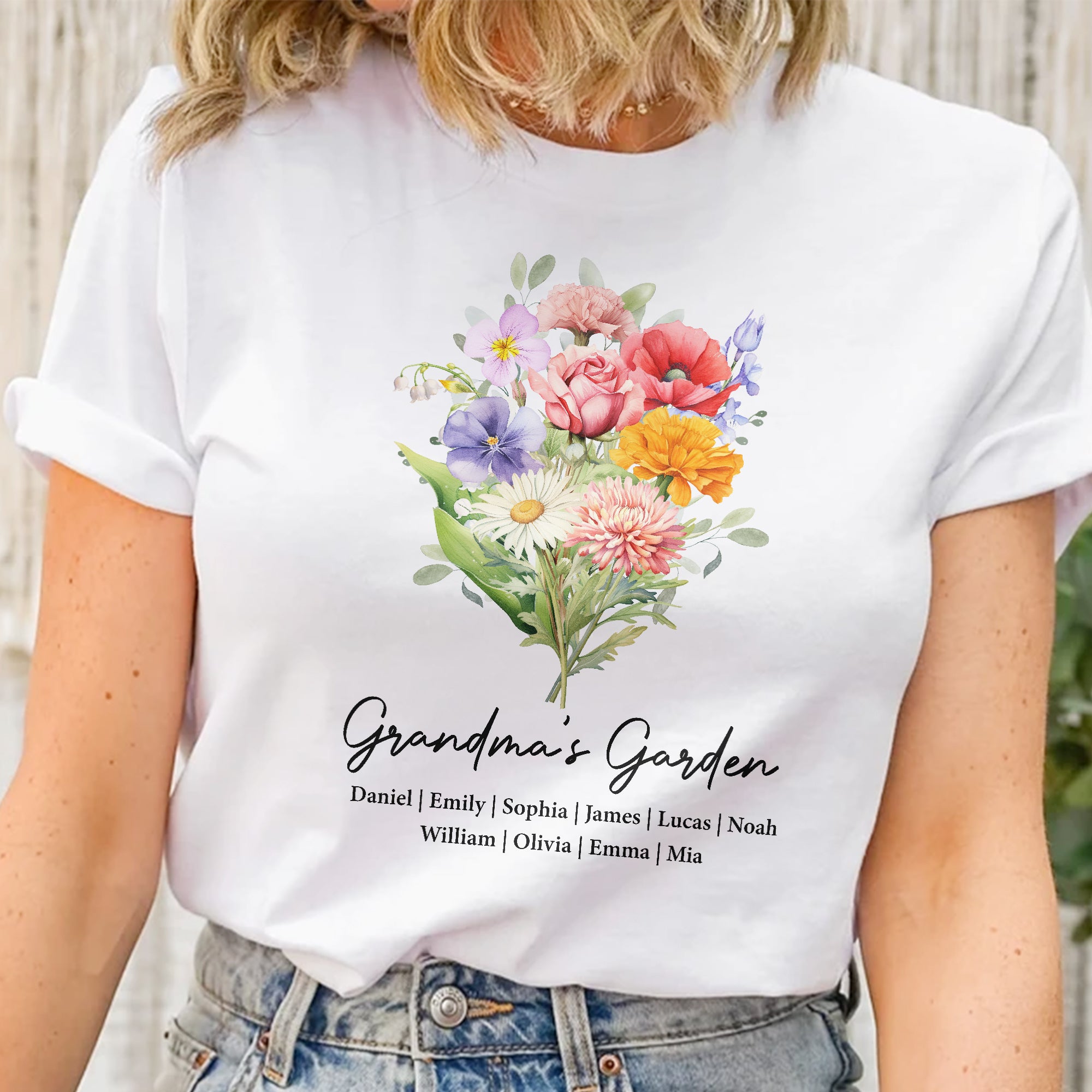 Grandma's Garden, Mimi's Garden, Custom With Grandkids' Birth Flowers - Personalized Shirt