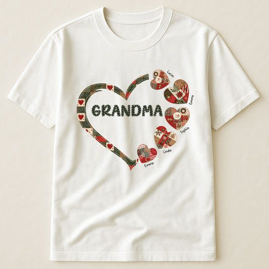 Grandma's Heart Patchwork Style - Personalized Shirt
