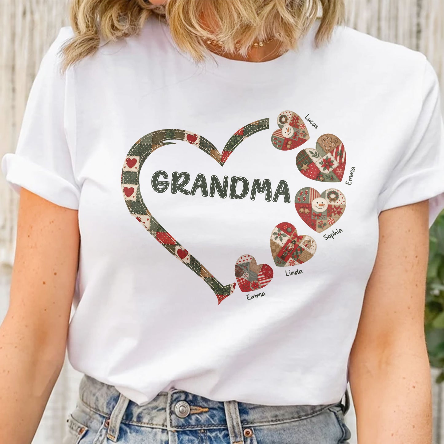 Grandma's Heart Patchwork Style - Personalized Shirt
