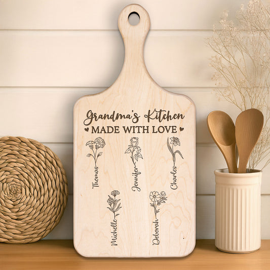 Grandma's Kitchen Made With Love - Personalized Paddle Cutting Board