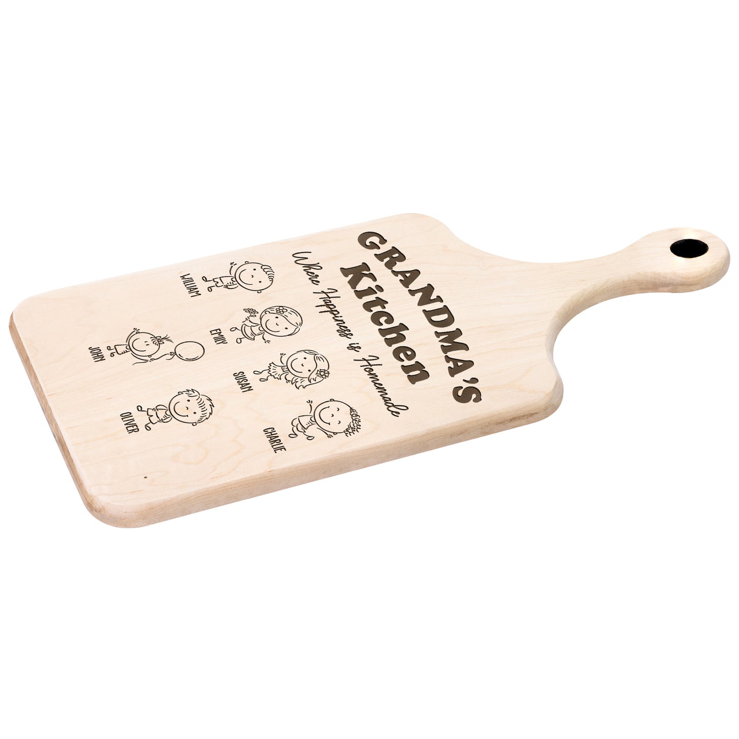 Grandma's Kitchen Where Happiness Is Homemade - Personalized Paddle Cutting Board