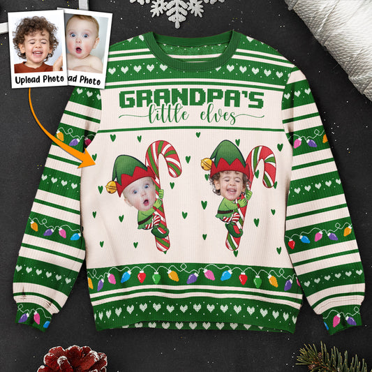 Grandma's Little Elves - Personalized Photo Ugly Sweater