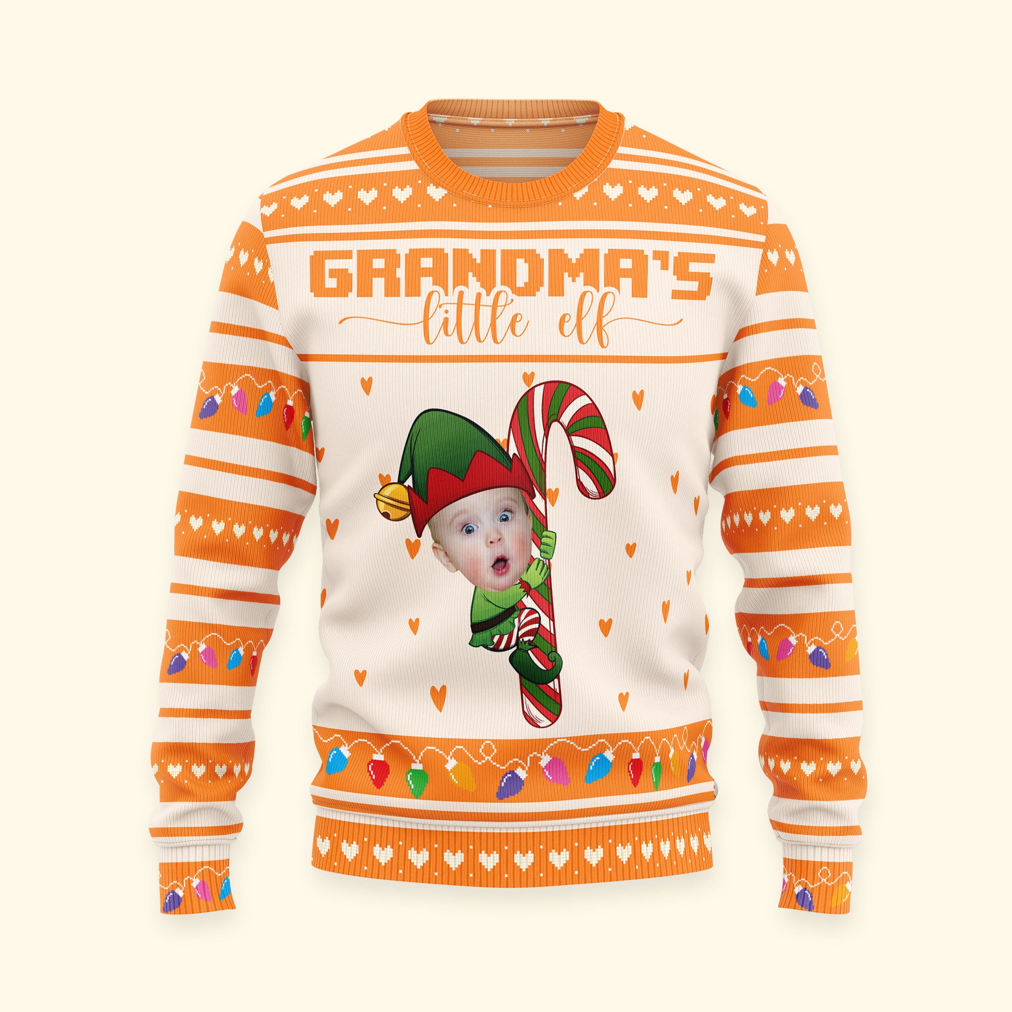 Grandma's Little Elves - Personalized Photo Ugly Sweater