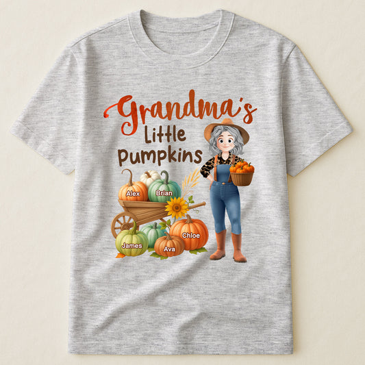 Grandma's Little Pumpkins Love Nana Life Kids, Grandkids Names - Personalized Shirt