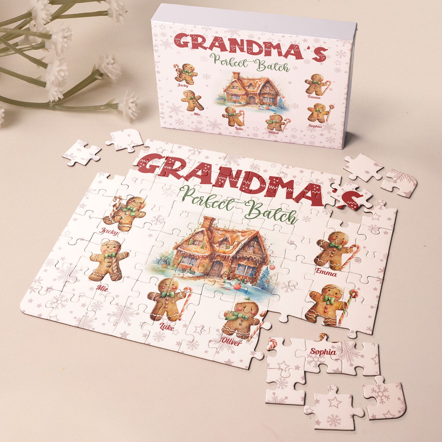 Grandma's Perfect Batch - Christmas Board Game For Kids, Grandparents - Personalized Jigsaw Puzzle