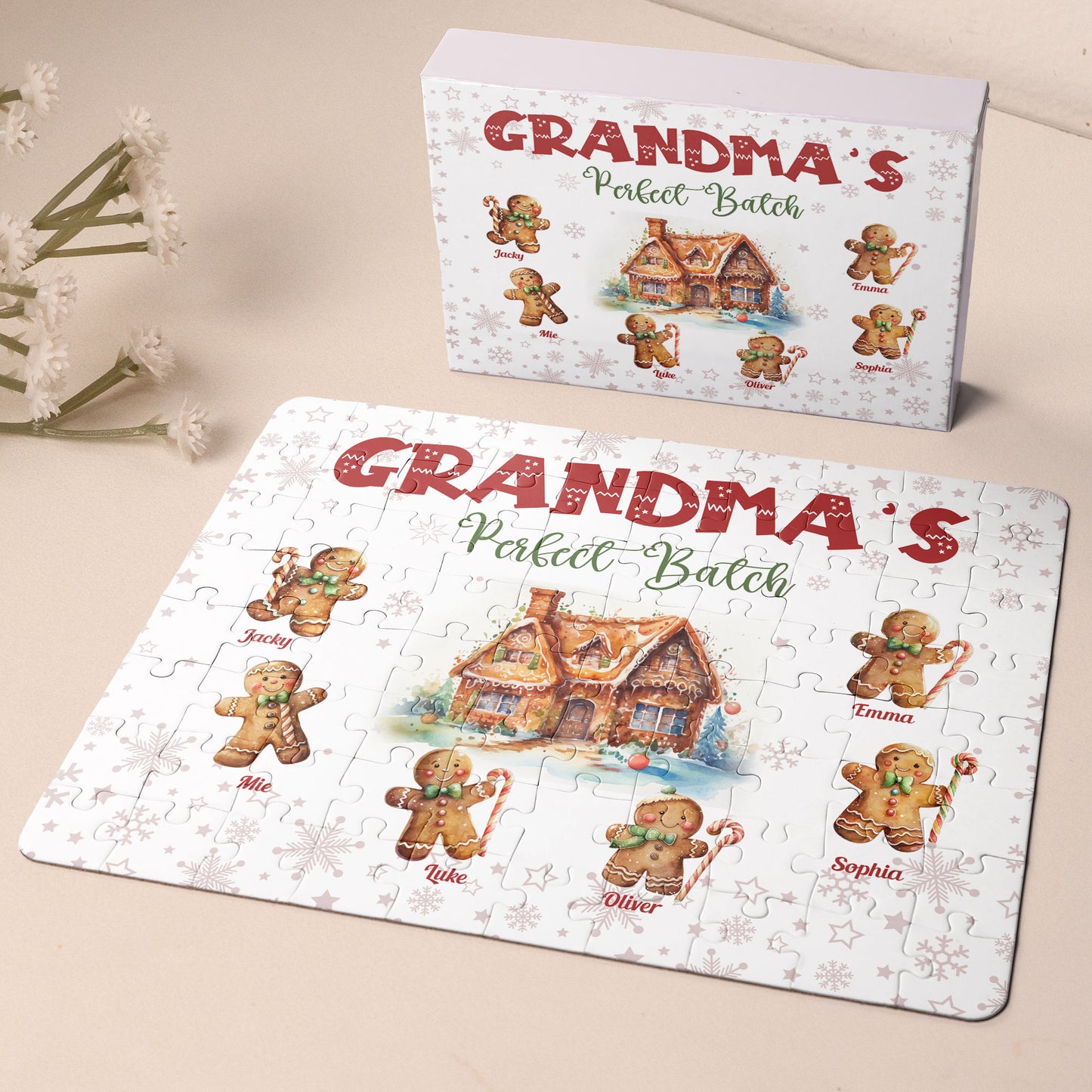 Grandma's Perfect Batch - Christmas Board Game For Kids, Grandparents - Personalized Jigsaw Puzzle