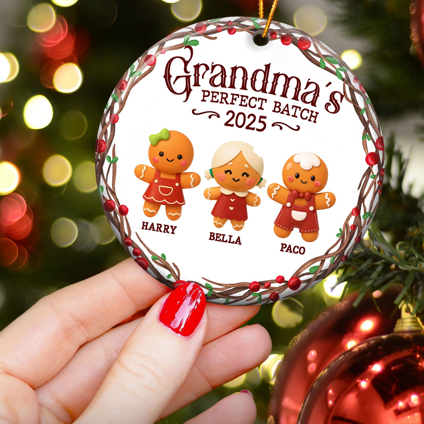 Grandma's Perfect Batch Christmas Cookie Gingerbread - Personalized Ceramic Ornament