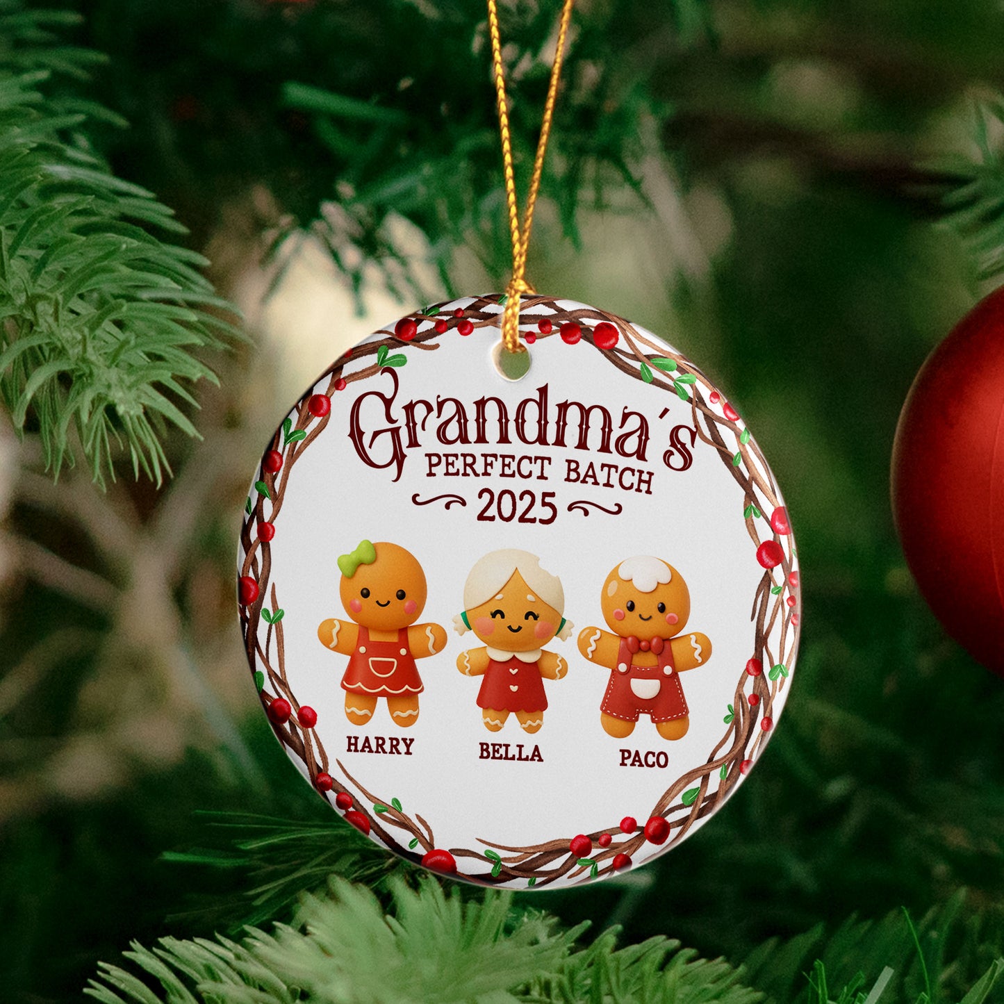 Grandma's Perfect Batch Christmas Cookie Gingerbread - Personalized Ceramic Ornament