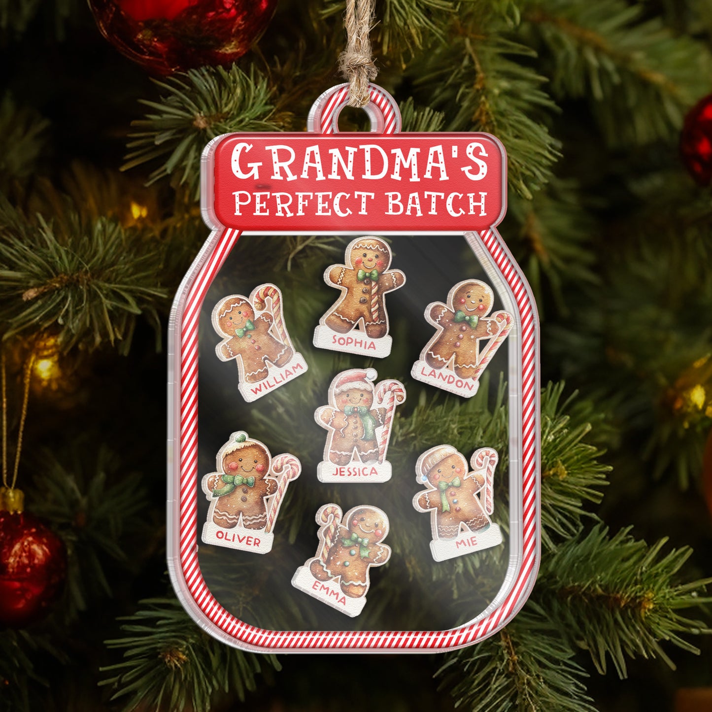 Grandma's Perfect Batch - Personalized 3 Layered Christmas Shaker Ornament