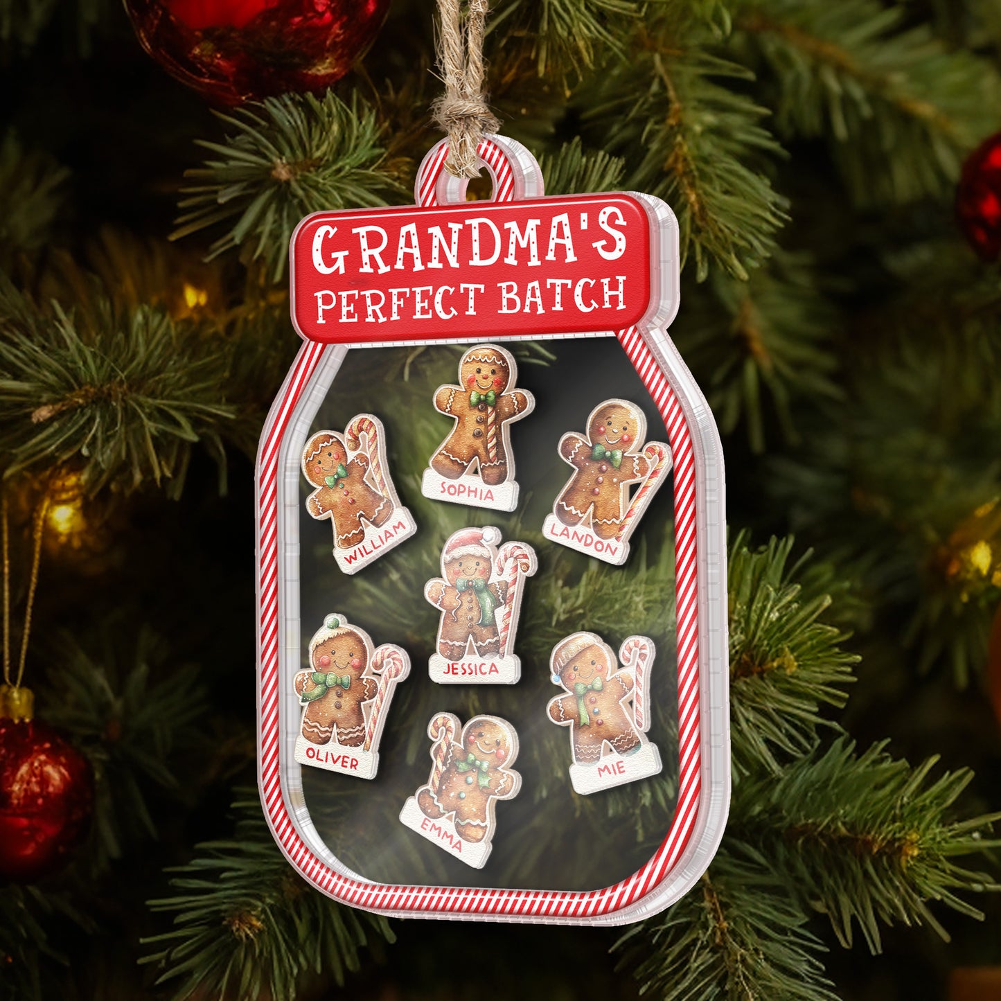 Grandma's Perfect Batch - Personalized 3 Layered Christmas Shaker Ornament