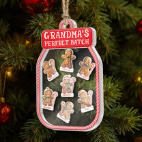 Grandma's Perfect Batch - Personalized 3 Layered Christmas Shaker Ornament