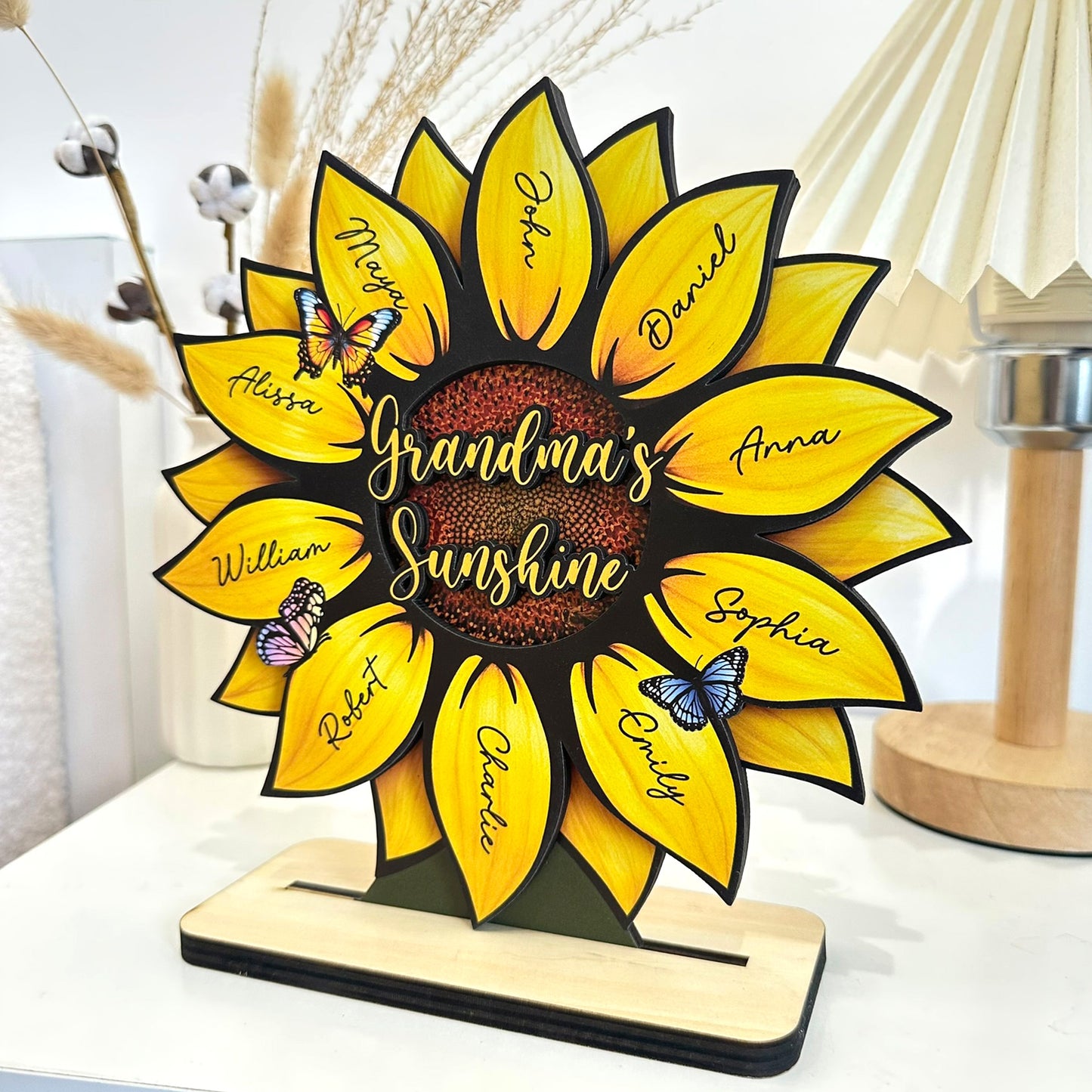 Grandma's Sunshine, Grandma's Garden Sunflowers For Nana, Mimi, Gigi - Personalized Wooden Plaque
