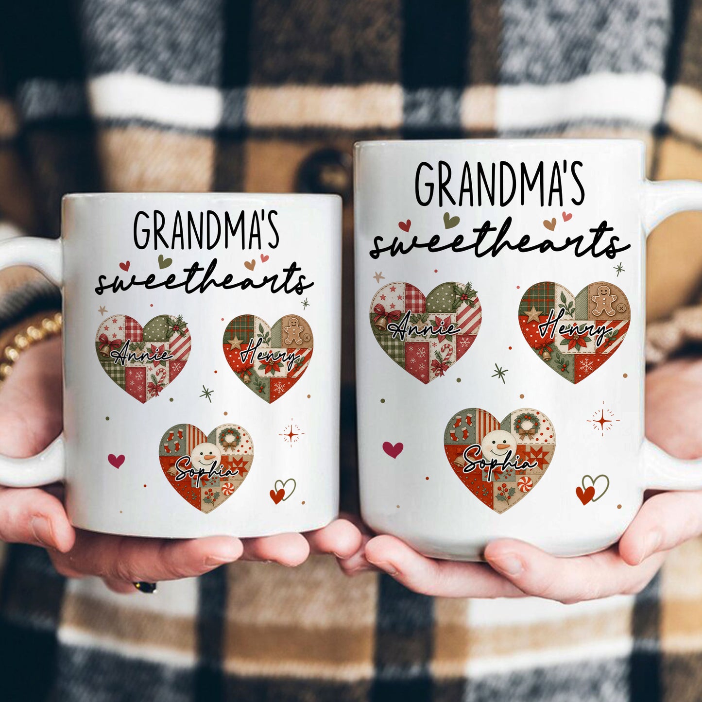 Grandma's Sweethearts Patchwork Print - Personalized Mug
