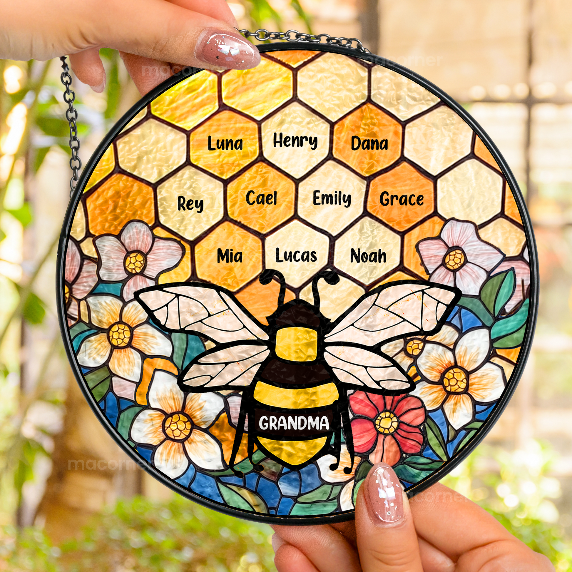 Sunflower Stained Glass Suncatcher - 6.3x13.1 Inch Window Hanging For Kitchen, Gift For Mom
