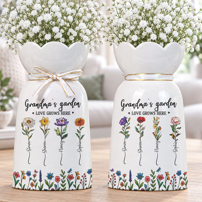 Grandma's Garden Birth Flower - Personalized Vase