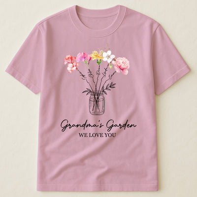 Grandma's Garden, Mimi's Garden, Gigi's Garden Custom With Grandkids' Birth Flowers - Personalized Shirt