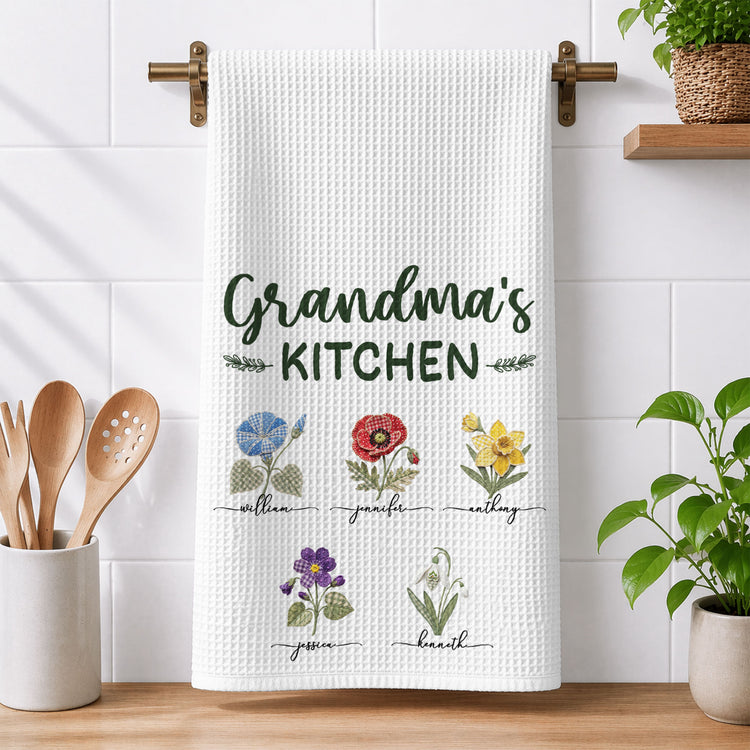 Grandma's-Kitchen-Patchwork-Flower-Personalized-Kitchen-Towel-1