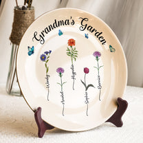 Grandma's Garden Custom Birth Flowers - Personalized Ceramic Plate