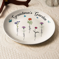 Grandma's Garden Custom Birth Flowers - Personalized Ceramic Plate