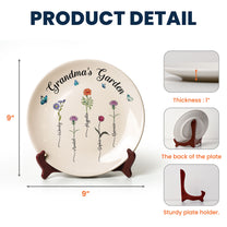 Grandma's Garden Custom Birth Flowers - Personalized Ceramic Plate