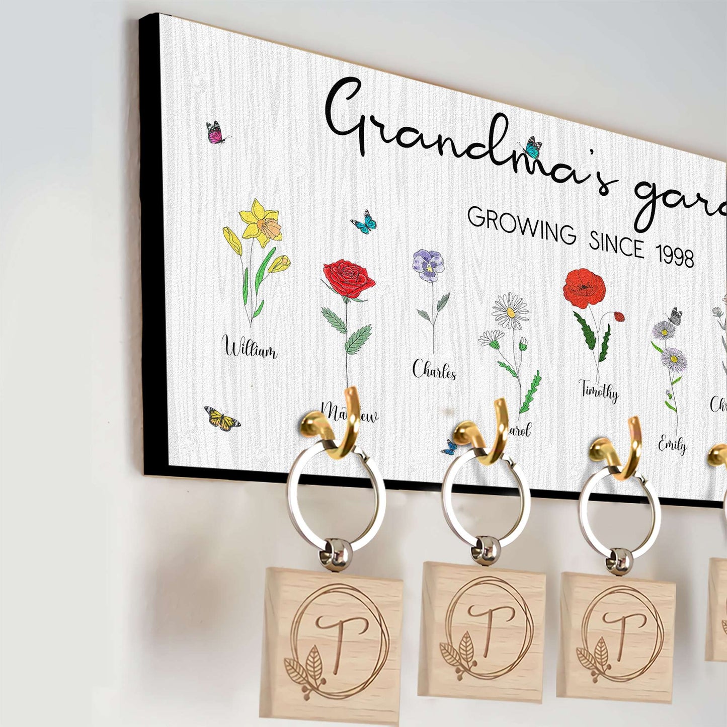 Grandma's Garden Grow With Love - Personalized Key Hanger