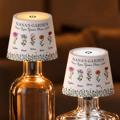 Grandma's Garden Love Grows Here Custom Birth Flower & Name - Personalized Night Light