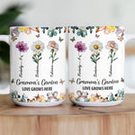 Grandma's Garden Love Grows Here Mosaic Birth Flower - Personalized Mug